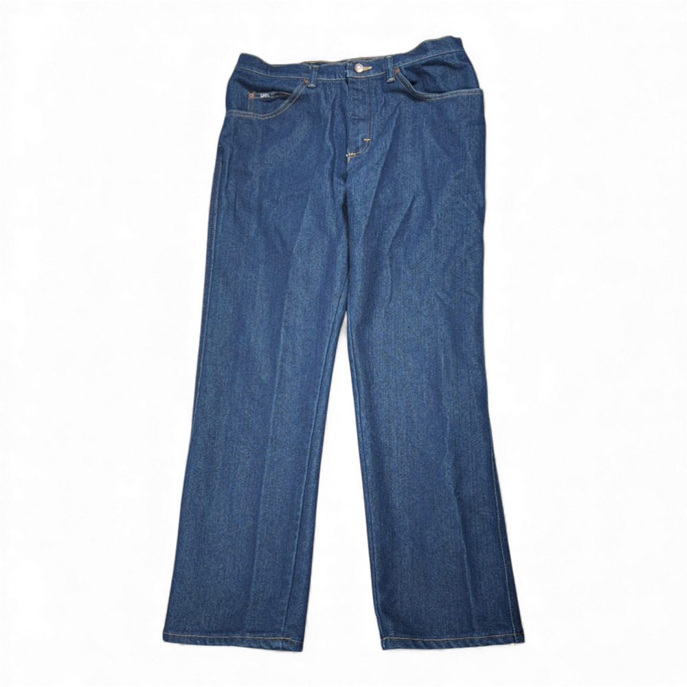 Vintage Lee Jeans Mens 34x30 Blue Straight Fit Dark Wash Cotton Poly Blend Y2K